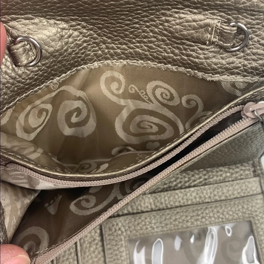 Brighton vintage leather wallet Tan with silver detail Multiple pockets